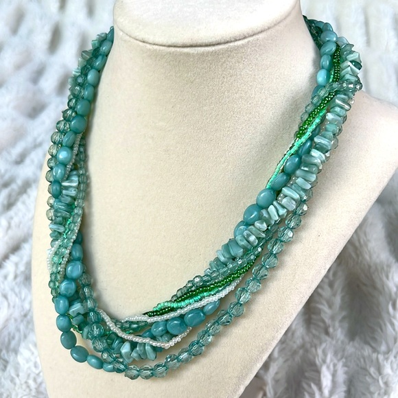Vintage 80s Twist Beads Choker Multi-Strand Necklace - Picture 7 of 7